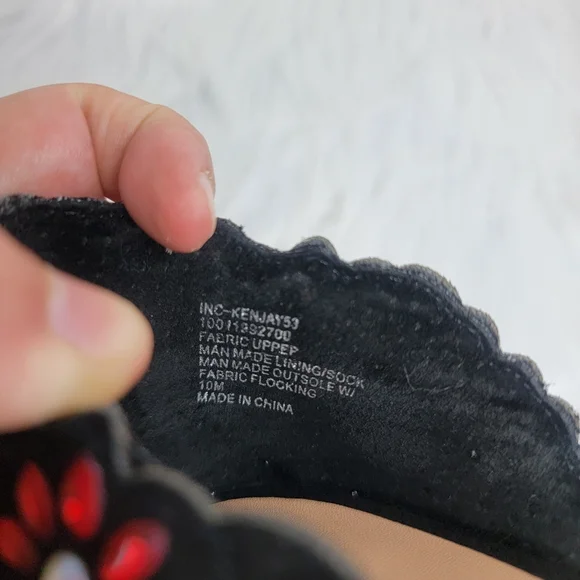 INC International Concepts black pumps pointed toe multi colored floral heels. - Picture 7 of 9